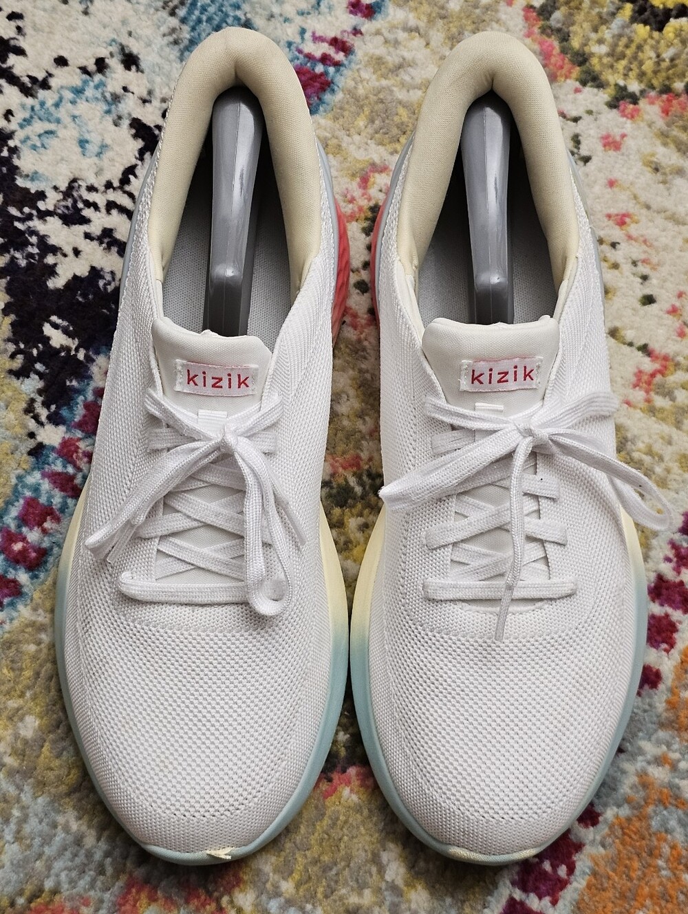 Kizik Athens Running Shoes Mens 11 /  Womens 12.5 White Hands-Free Knit Sneakers